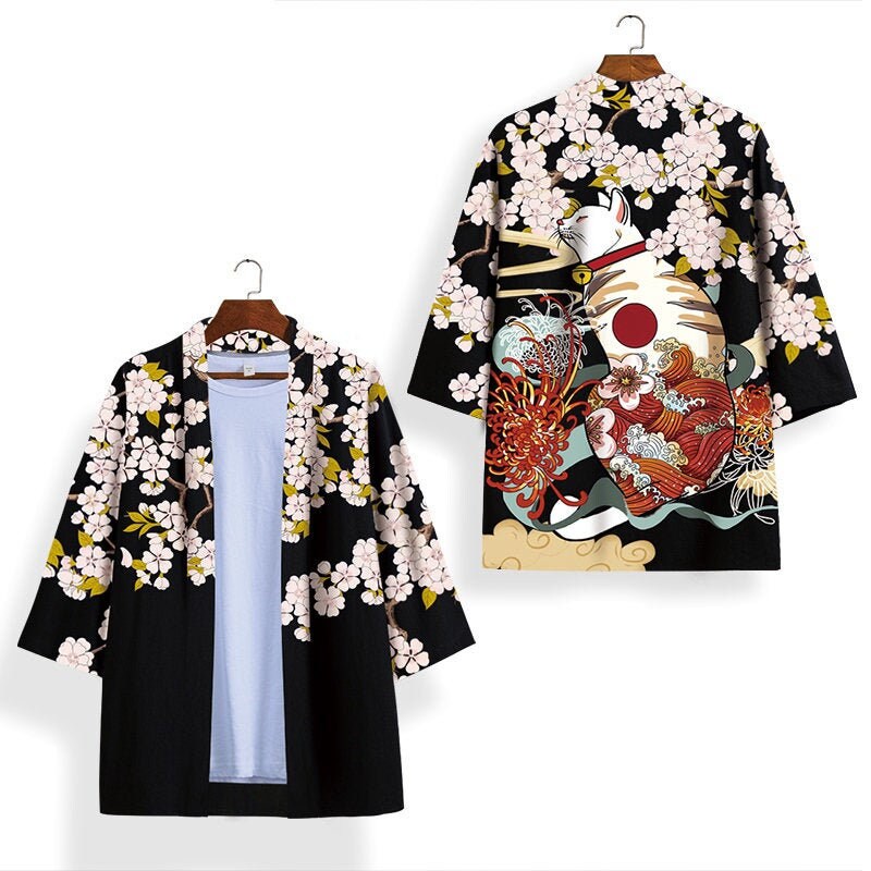 Kimono With Cat Art Print / Japanese Clothing / Japan Kimono / - Etsy UK
