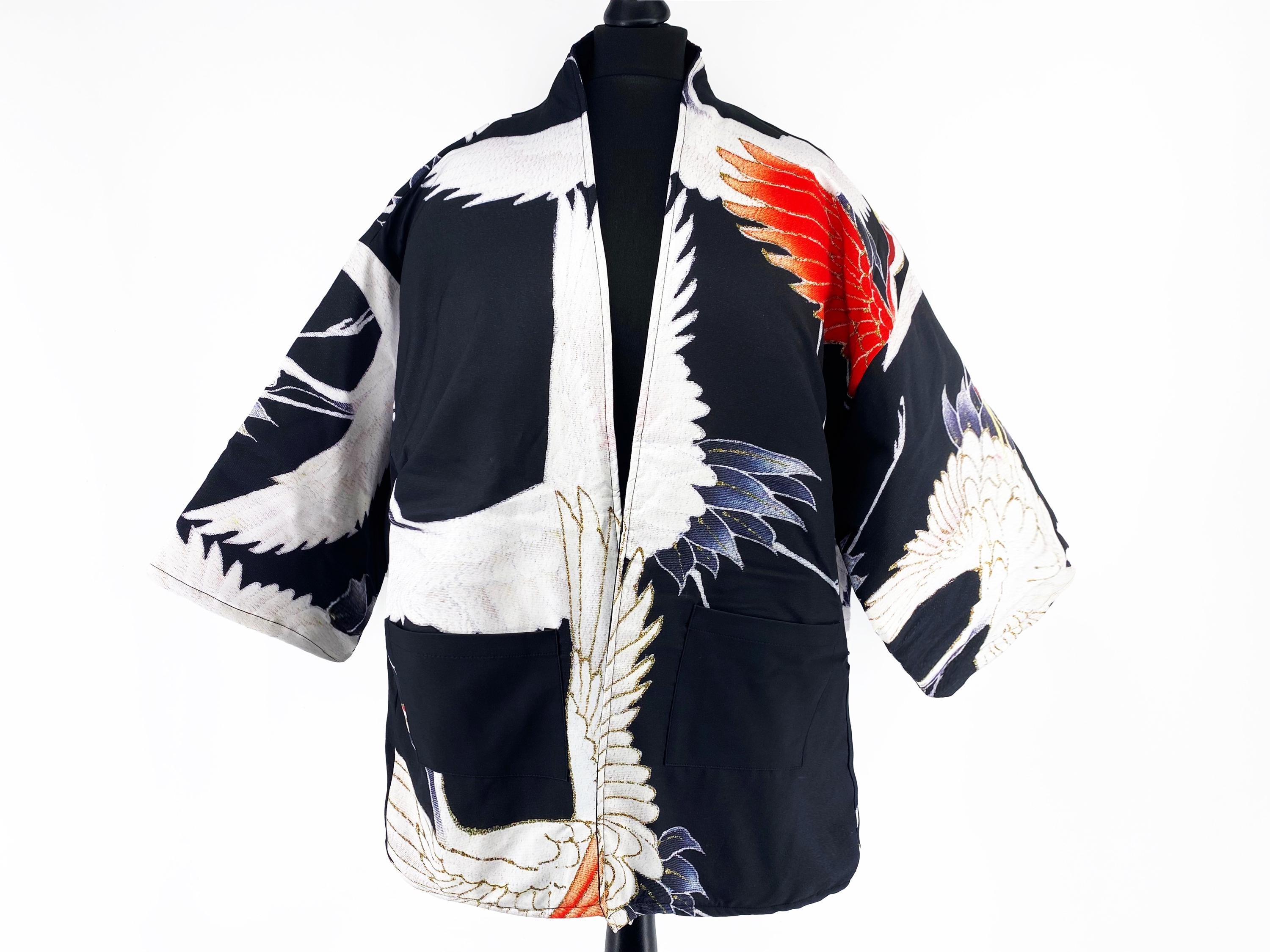 Japanese Crane Hanten Jacket – Traditional Quilted Cotton Winter Coat ...