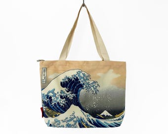 Tote Bag, Tote Bag With Zipper and Pockets, Japanese Bag, Japanese