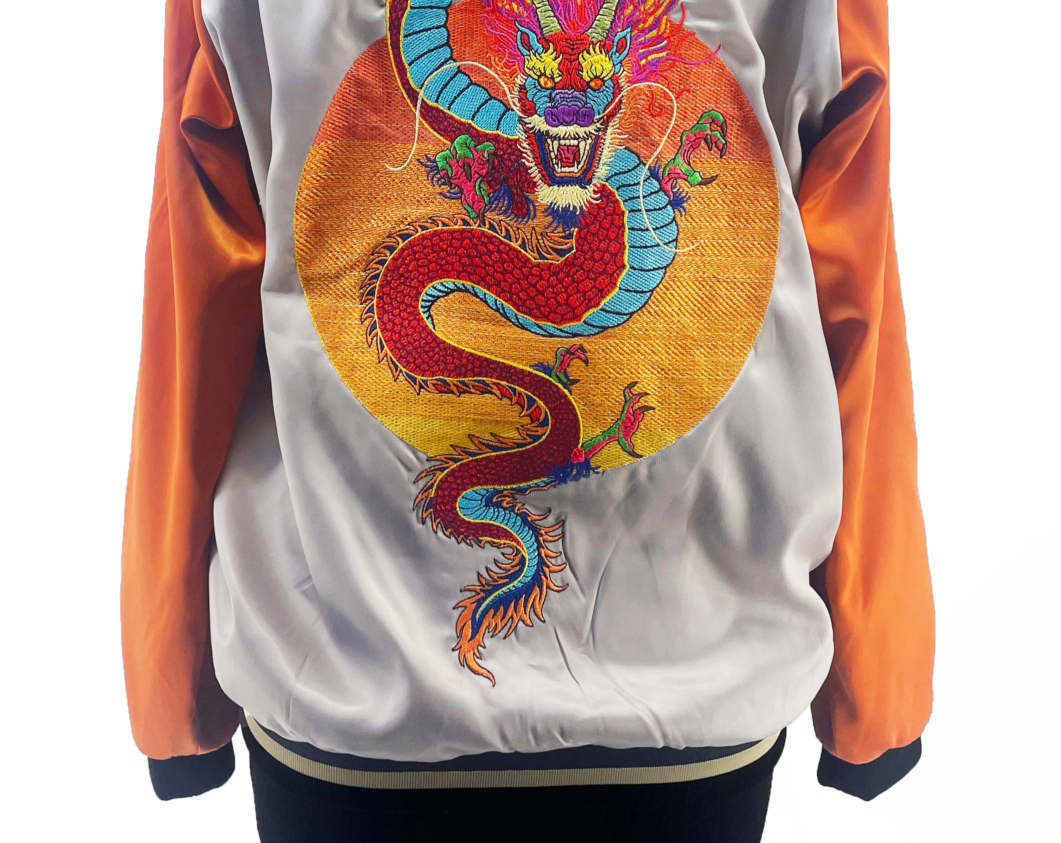 【TASTE by Knit】Knit embroidery sukajan Mens Souvenir Jacket Sukajan Japanese Pattern Embroidery