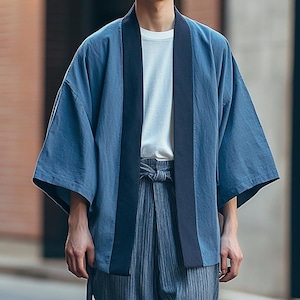 Kimono, Denim Jacket, Japanese Clothing, Japanese Streetwear, Mens Kimono, Noragi, Haori, Japanese Gifts