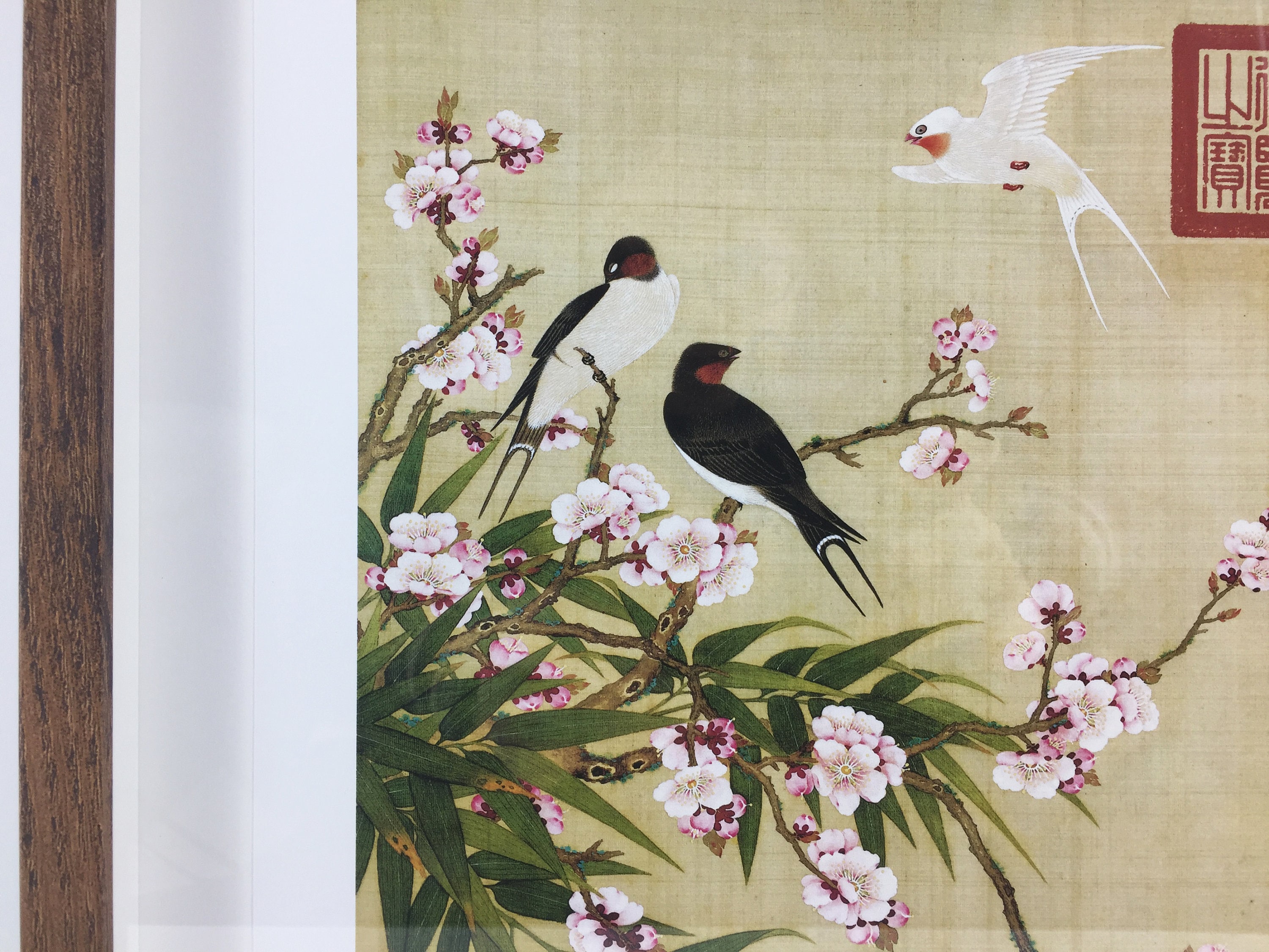 中国美術プリント、シノワズリー壁掛けアート、鳥と花の絵画