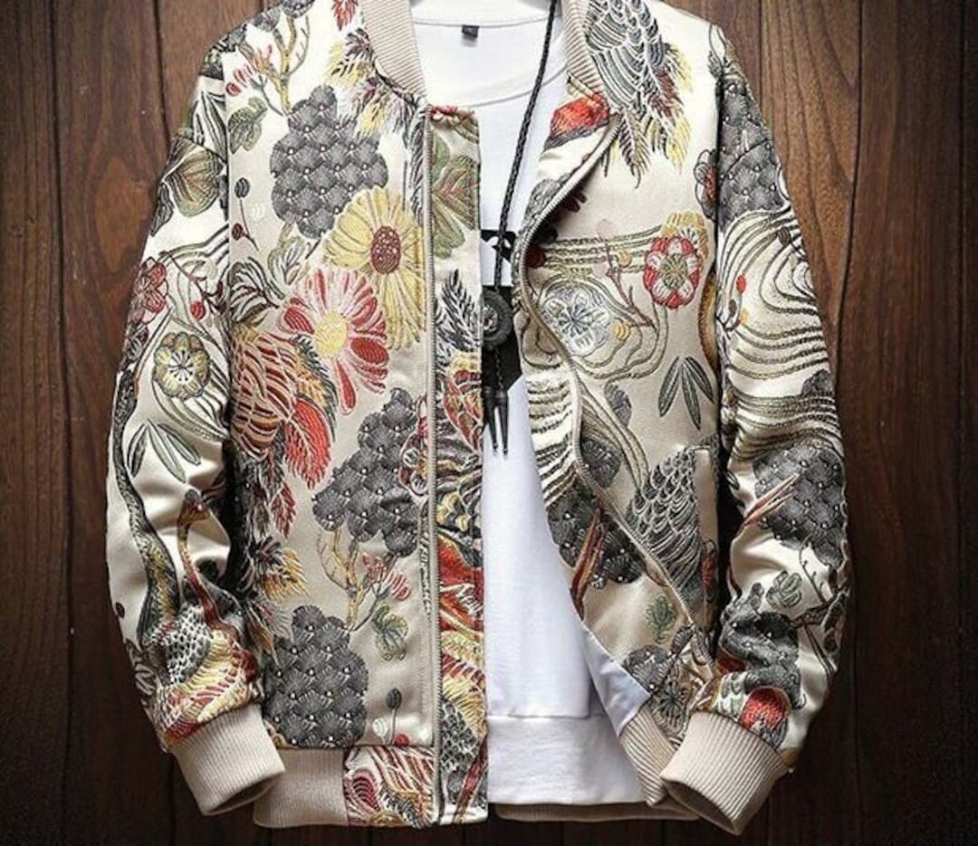 Men's embroidered deals bomber jacket