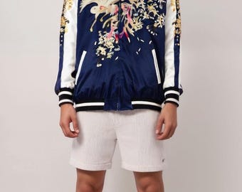 Sukajan Embroidery Souvenir Jacket Bomber Jacket Embroidered