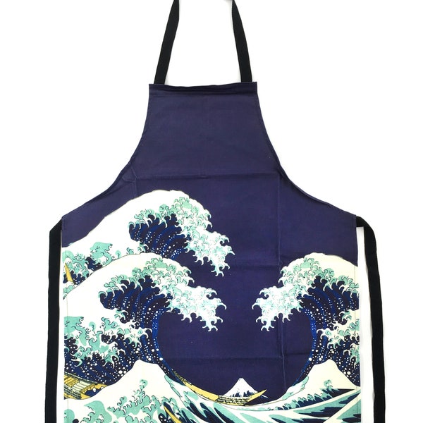 Japanese Apron with Pockets, The Great Wave off Kanagawa, Mens Apron, Christmas Apron Quirky Gifts, Japanese Gifts