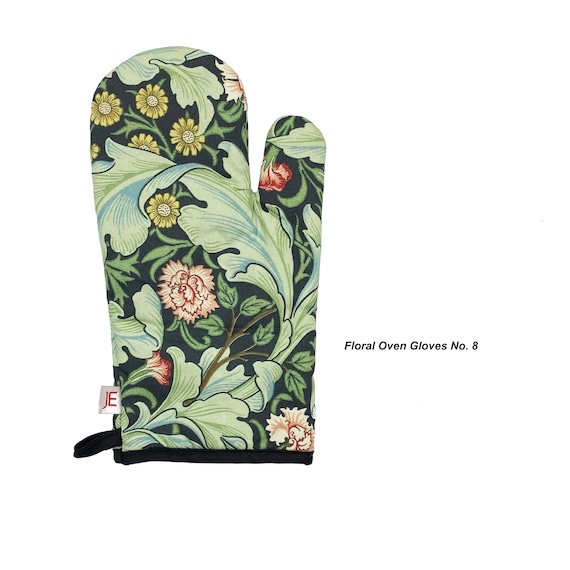 Floral Oven Gloves, Oven Mitts, Kitchen Gloves, Pot Holders, Chinoiserie,  Christmas Oven Gloves, Japanese Gift, Chinoiserie, Floral Print 