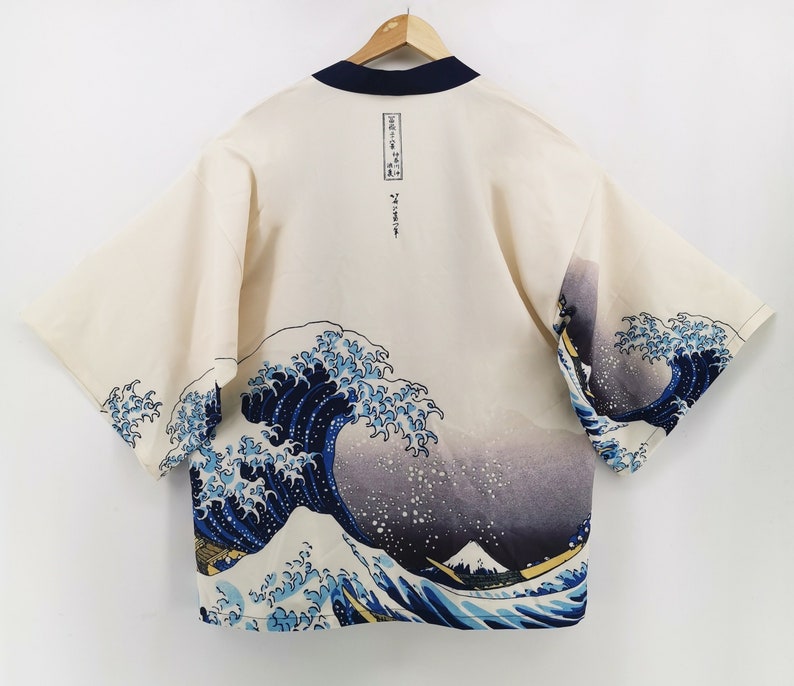 Kimono, Haori, Great Wave off Kanagawa, Japanese Clothing, Kimono Jacket, Kimono Robe, Japanese Gifts, Kimono Men image 6