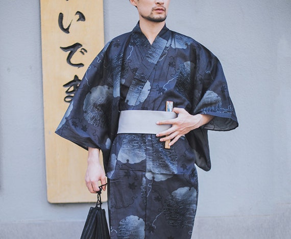 Kimono japonés azul para hombre