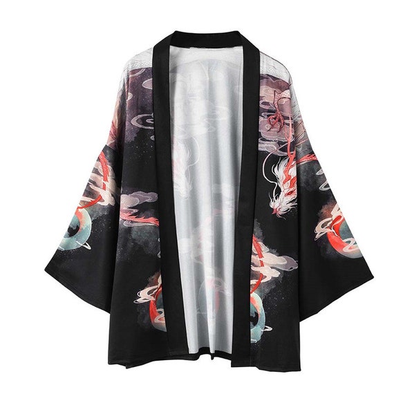 Oriental Dragon Design Imported Thai Kimono White Color Oriental Dragon Design Imported Thai Kimono White Color