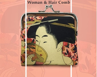 Coin purse, Kisslock purse, Japanese gifts, purse, Ukiyo-e, change purse, Japanese, pouch, unique gifts, Geisha, unusual gifts, Japanese art