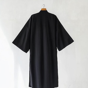 Cotton Black Kimono, Haori, Japanese Clothing, Kimono Jacket Cotton, Aesthetic Clothing, Kimono Robe, Japanese Gifts image 9