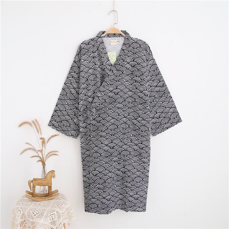 Kimono Robe/Cotton Yukata Bathrobe Japanese Mens