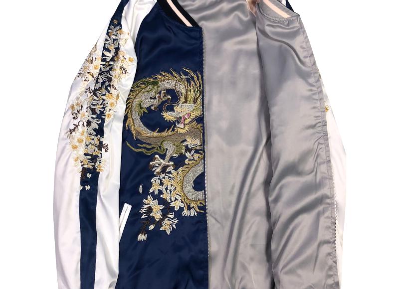 Sukajan Jakuchū Black Chicken Japan Satin Embroidery
