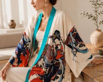 Samurai Kimono, Haori, Japanese Clothing, Kimono Jacket, Aesthetic Clothing, Kimono Robe, Japanese Gifts