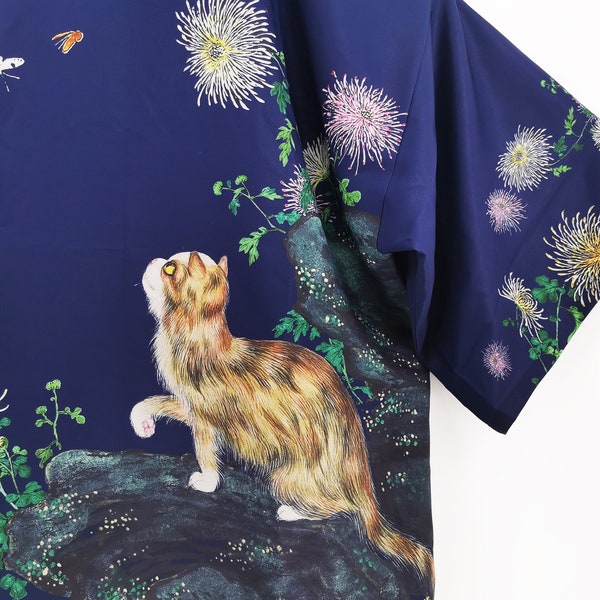 Kimono, Haori, Japanese Clothing, Kimono Jacket, Kimono Robe, Japanese Gifts, Cat Shirt, Kimono Men