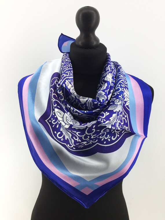 Silk Scarf, Square Silk Scarf, Head Scarf, Chinoiserie, Gifts for