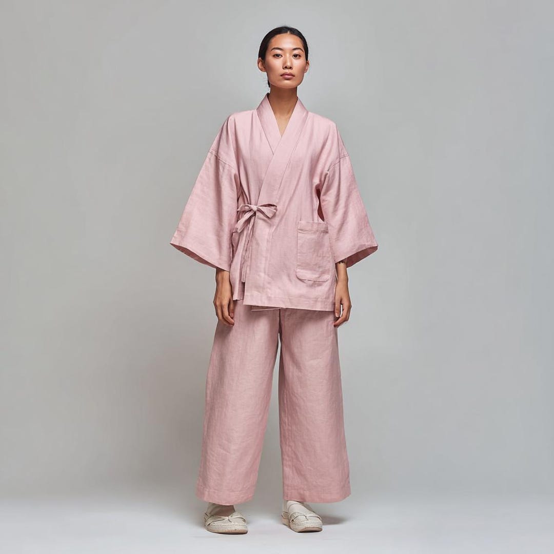 Japanese Jinbei Set | Unisex Cotton Loungewear Shorts & Kimono Top