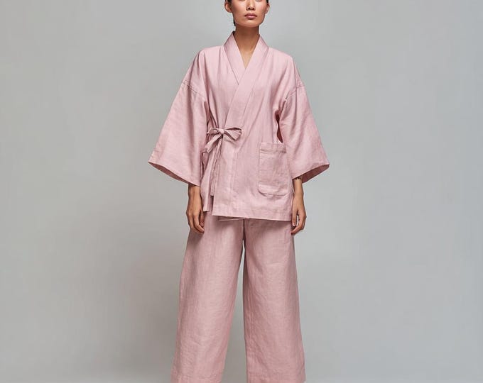 Japanese Jinbei Set | Unisex Cotton Loungewear Shorts & Kimono Top | Traditional Summer Roomwear | Casual Yukata Pajamas
