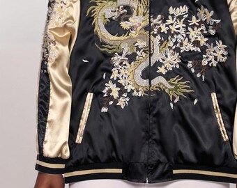 Sukajan Embroidery Souvenir Jacket, Bomber Jacket, Japanese