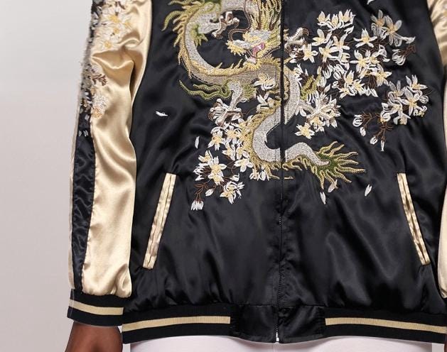 アート・デザイン・音楽 JAPANESE EMBROIDERED JACKETS VOL.1 Vintage Studio Hiro Dragon Jacket Vintage 90s Sukajan Fuji
