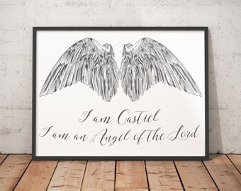 Supernatural Fandom Printable. Ich bin Castiel, ich bin ein Engel des Herrn. Sofortiger digitaler Download. Drucken Sie mich zu Hause.
