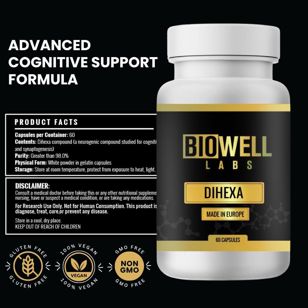 Dihexa Capsules Premium Dihexa Brain Peptide Supplement for Cognitive  Support and Focus 60 Count