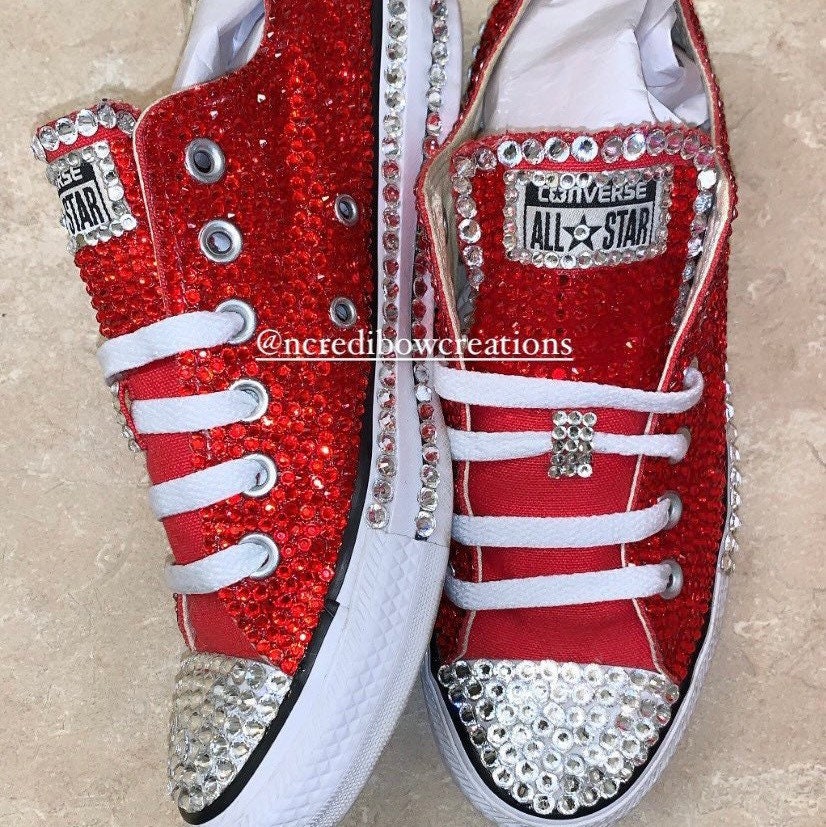 red bedazzled converse