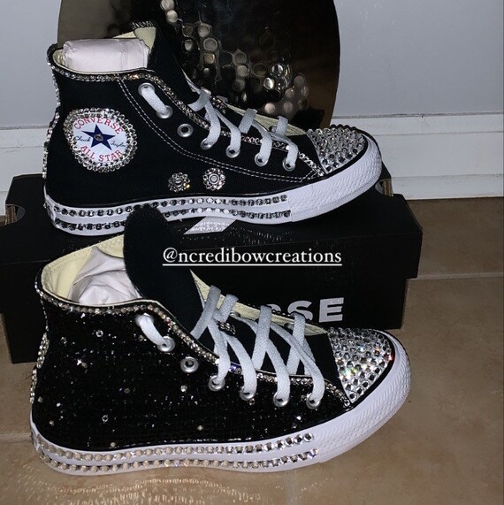 black bedazzled converse