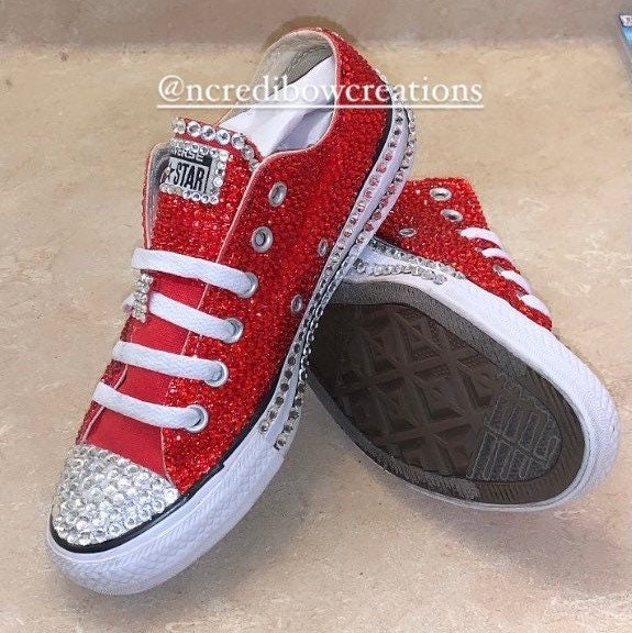 red bedazzled converse