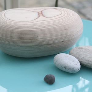 Wooden urn- handcrafted, unique, cremation or burial urn - a beautiful pebble shaped  urn