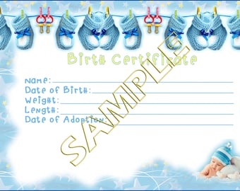 its a boy reborn baby doll birth certificate instant baby boy birth certificate