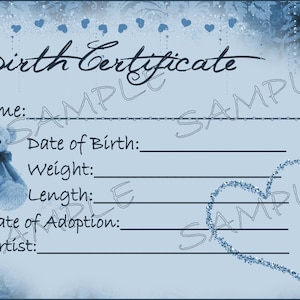 DIAMOND BOY Reborn Baby Doll Geburtsurkunde Sofort Download Sie Drucken PNG Jpeg und Pdf Dateien für 8x10 Grafik