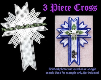 CROSS 3 Tier Plastic CANVAS Shapes Cut-Outs Cross Religious Church Bible