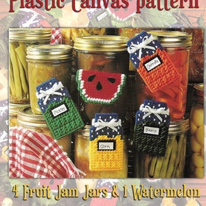 FRUIT MAGNETS Wreath Vintage Plastic Canvas Pattern Pdf Instant Digital Download Watermelon Jam Jars Kitchen Food Plant Poke Ornaments
