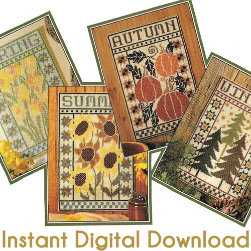 4 SEASONS Framed Wall Art WINTER Autumn SPRING Summer Vintage - Etsy