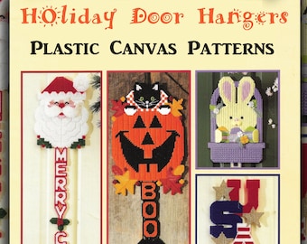 Plastic Canvas HOLIDAY DOOR HANGERS Pattern Book Instant Digital Download Pdf Pages Printable Vintage Easter Christmas Halloween Flag Usa