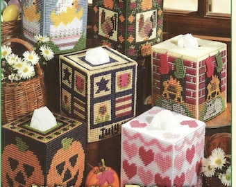HOLIDAY BOTIQUE Tissue Box Cover Plastic Canvas Pattern Digital Download PDF Pages Halloween Easter Valentines Day Christmas Thanksgiving
