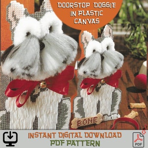DOGGIE Türstopper KUNSTSTOFF Leinwand MUSTER Sofort Digitaler Download Pdf Datei Türstopper Buchstütze Shelf Sitter Home Décor Hundeknochen Glocke nähen