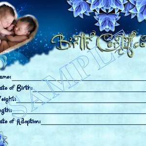BABY WHISPERS Lalka Reborn Świadectwo urodzenia Natychmiastowe pobranie Możesz wydrukować pliki PNG Jpeg i PDF dla grafiki 8x10