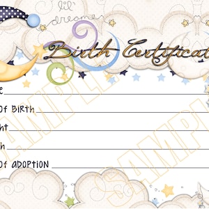 Lil DREAMER Reborn Baby Doll Geboorteakte Instant Download You Print PNG Jpeg- en Pdf-bestanden voor 8 x 10 afbeelding