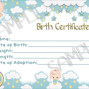 Es ist ein Junge Reborn Baby Doll Geburtsurkunde Sofortiger Download Sie Druck PNG Jpeg und Pdf Dateien 8x10