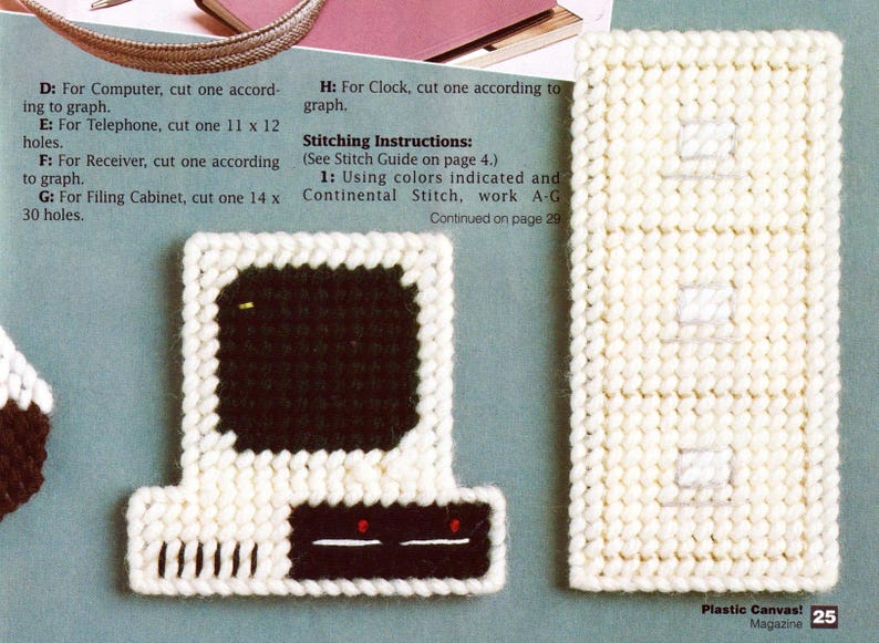 Off to Work Plastic Canvas Pattern: Clock, Coffee, Memo Magnets ...