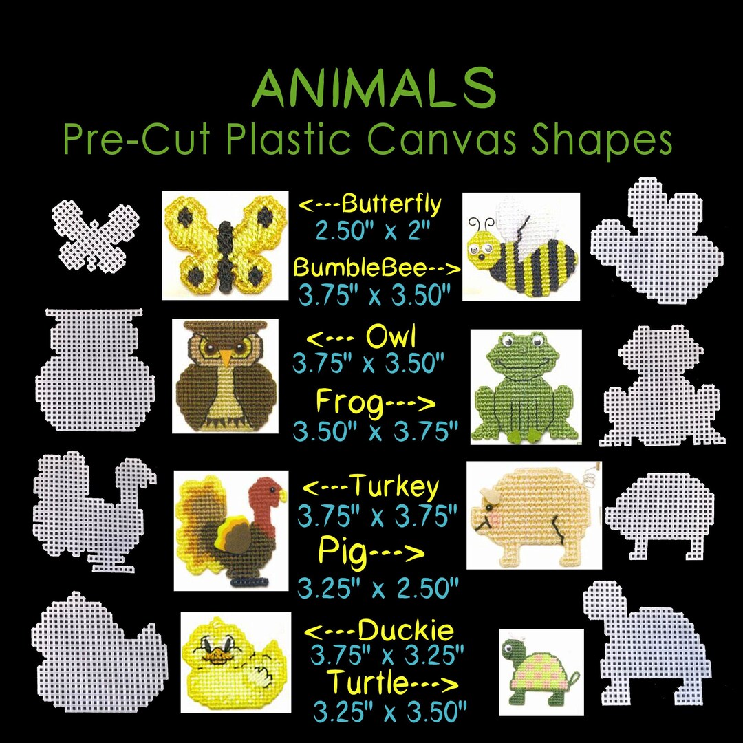 ANIMALS Precut PLASTIC Canvas SHAPES Ornaments Pig Etsy