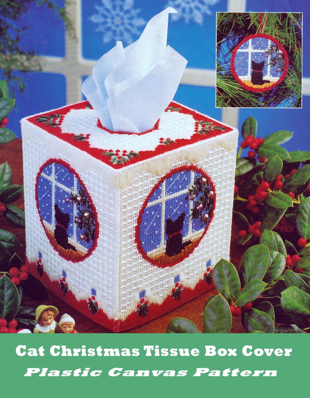 Cat Christmas Tissue Box Cover Plastic Canvas Pattern (digital Download ...