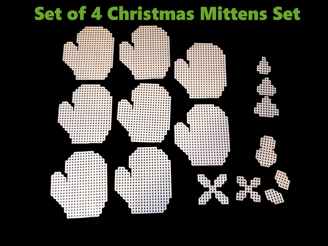 MITTENS Precut Plastic Canvas Shapes Cutouts CHRISTMAS ORNAMENTS Clips