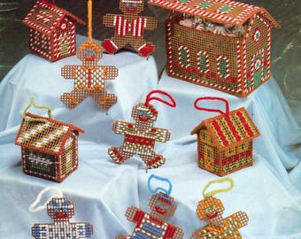 Gingerbread Ornaments & Candy Box Plastic Canvas Pattern (PDF)