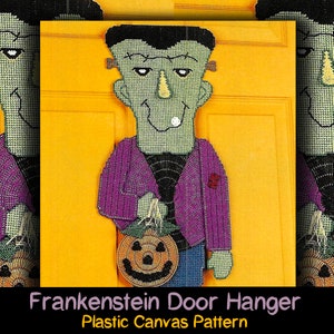 FRANKENSTEIN Plastic Canvas HALLOWEEN Pattern Door Hanger Decoration Wall Picture Display PDF Digital Download Party Home Office Work School