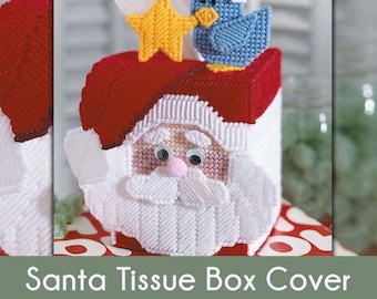 Santa Tissue Box Cover Plastic Canvas Pattern (PDF Download)