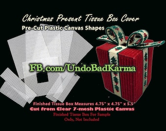 Pre-Cut Plastic Canvas Shapes: Christmas Gift Tissue Box Cover