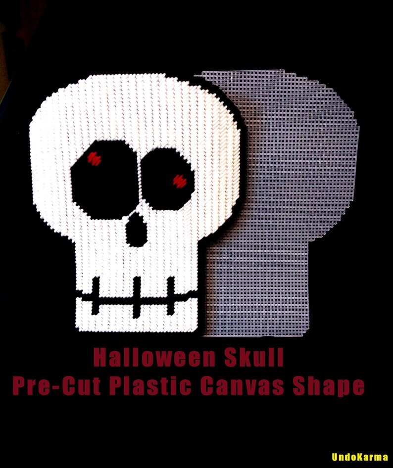 Large SKULL Halloween Plastic Canvas Cut out With FREE Pattern Etsy